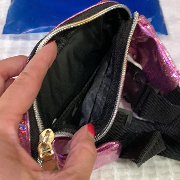 Livacasa fanny pack.  Pink shiny NWT - Picture 3 of 5